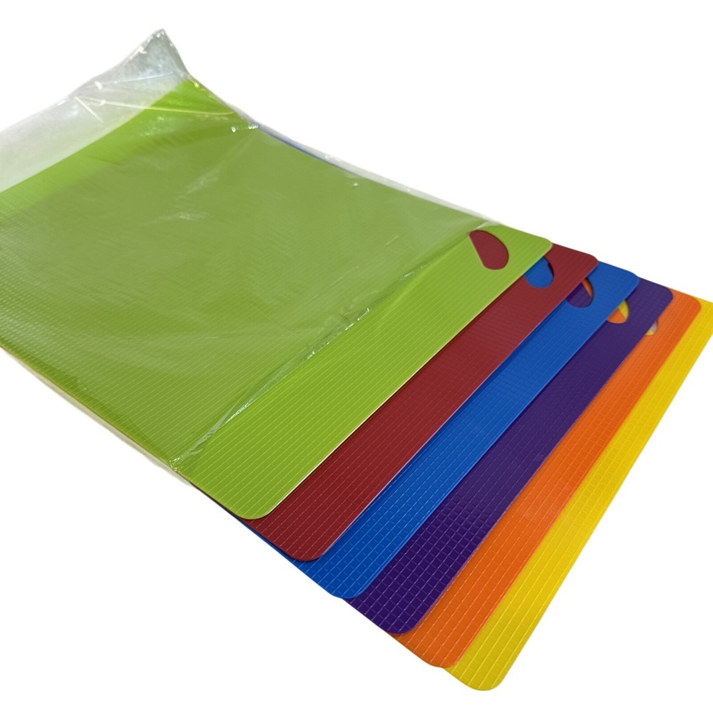 6-Piece Flexible Plastic Cutting Board Set Multicolor Non-Slip Kitchen Matsβ